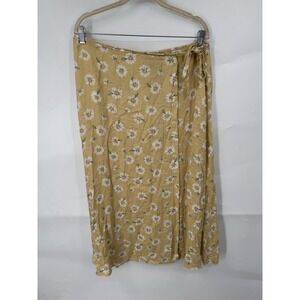 VTG Villager Floral Dainty Midi Skirt Women 16 Yellow Cottage Prairie Peasant